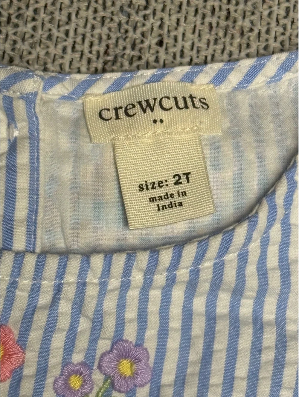 J.Crew Crewcuts Blue Stripe Floral Embroidered Dress 2T
